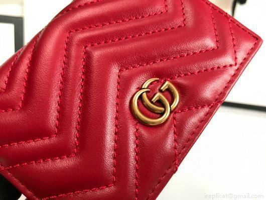 Gucci 625693 GG Marmont Card Case Wallet Red