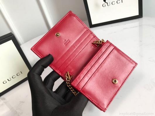 Gucci 625693 GG Marmont Card Case Wallet Red