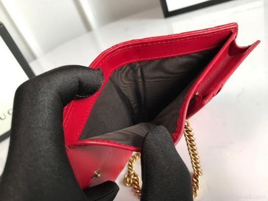 Gucci 625693 GG Marmont Card Case Wallet Red