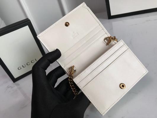Gucci 625693 GG Marmont Card Case Wallet White