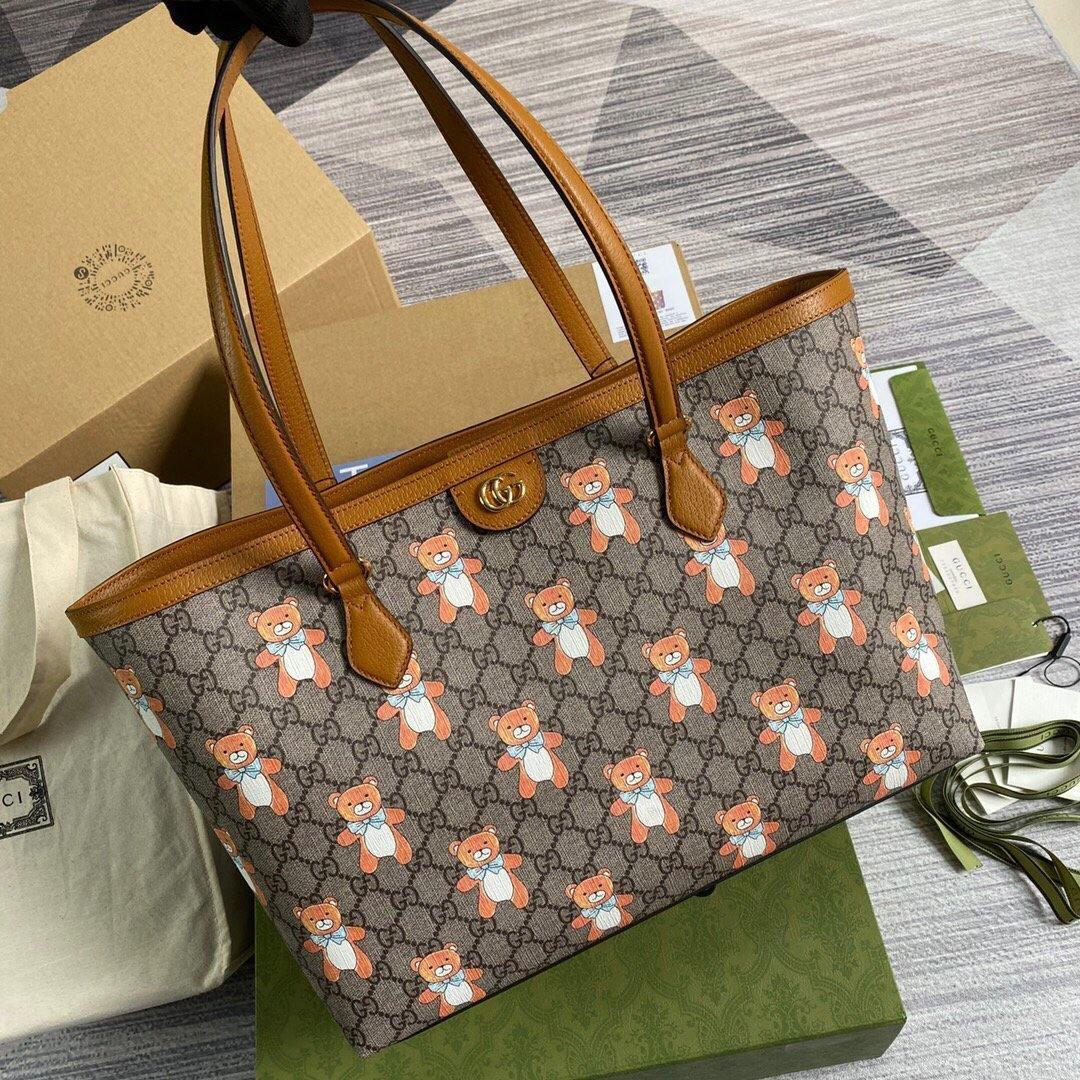 Gucci 631685 Ophidia GG KAI Medium Tote Bag Tan
