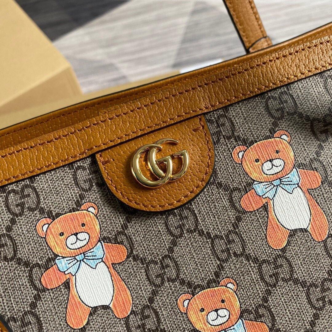 Gucci 631685 Ophidia GG KAI Medium Tote Bag Tan