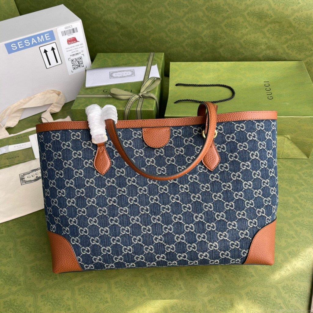 Gucci 631685 Ophidia GG Medium Tote Bag Blue