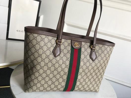 Gucci 631685 Ophidia GG Medium Tote Green and red Web