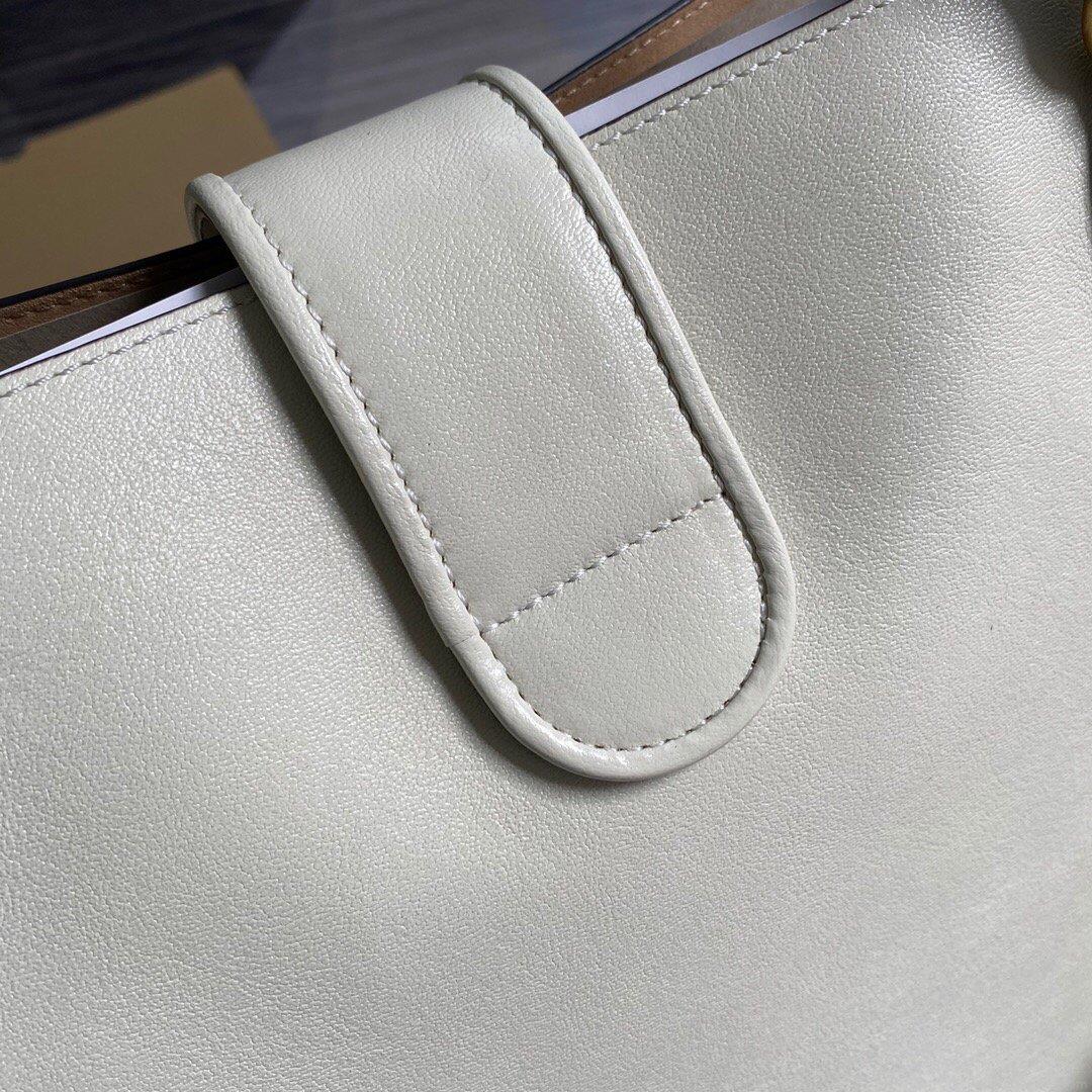 Gucci 649577 Medium Tote With Double G White Leather