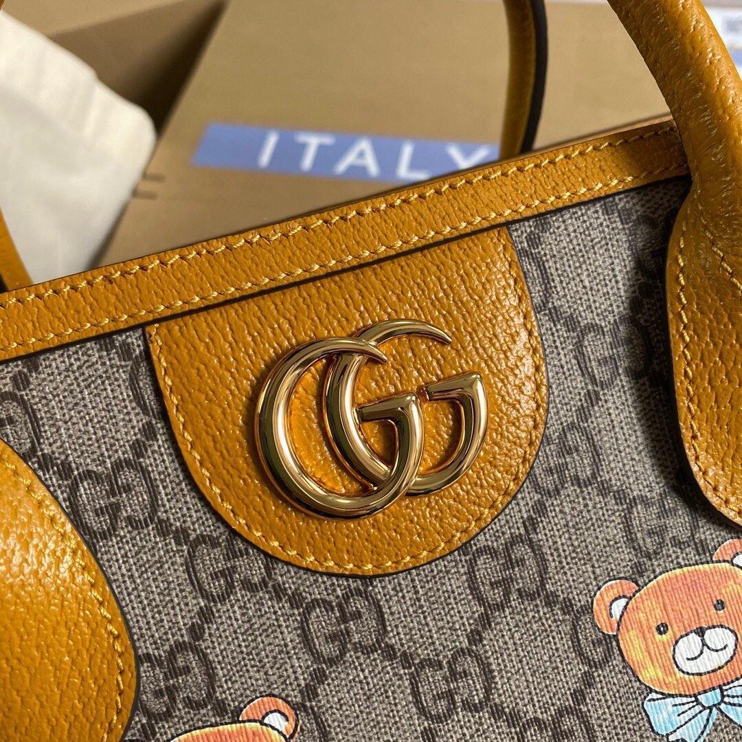 Gucci 660531 GG KAI Cooperation Teddy Bear Tote Bag Tan