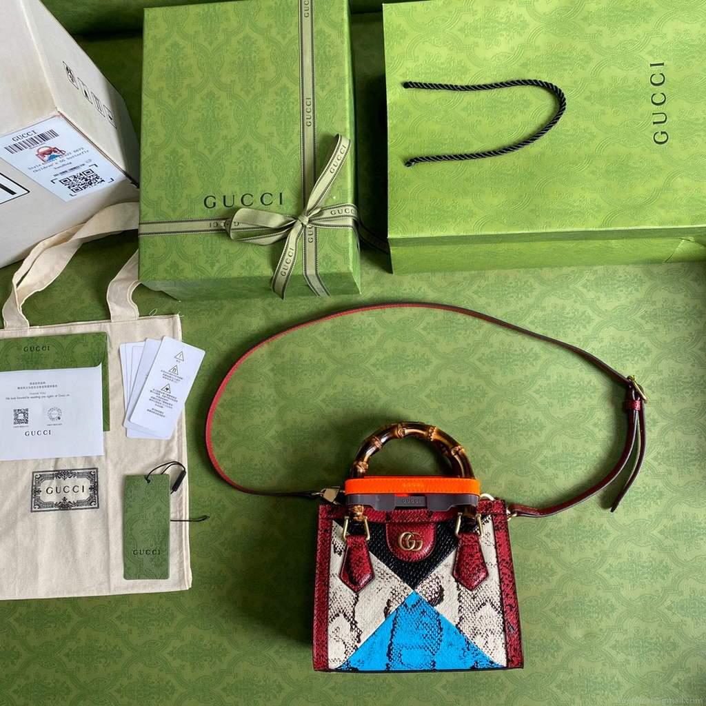 Gucci Diana Mini tote bag top handle bag Gucci ‎655661 Grey With Red