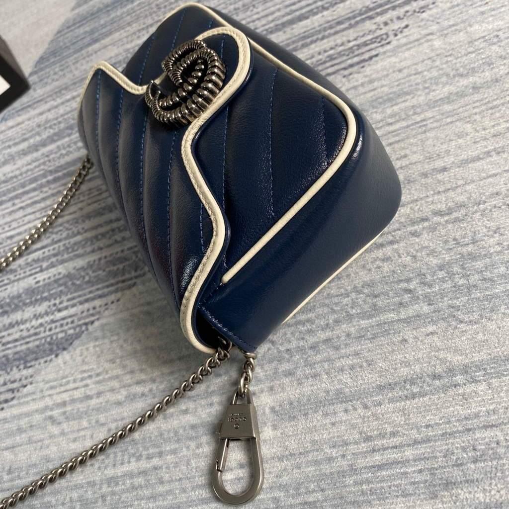 Gucci GG Marmont super mini bag 574969 Navy Blue