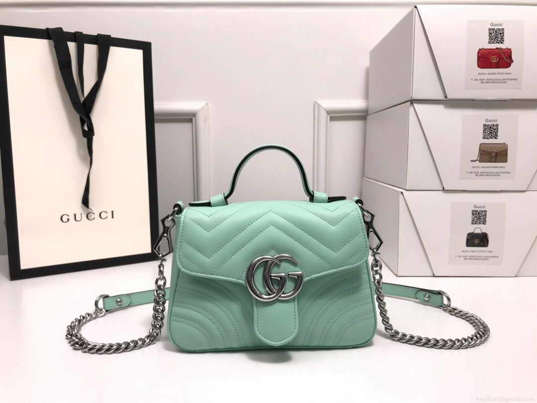 Gucci ‎547260 GG Marmont Mini Top Handle Bag Green