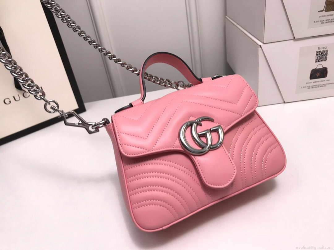 Gucci ‎547260 GG Marmont Mini Top Handle Bag Pink