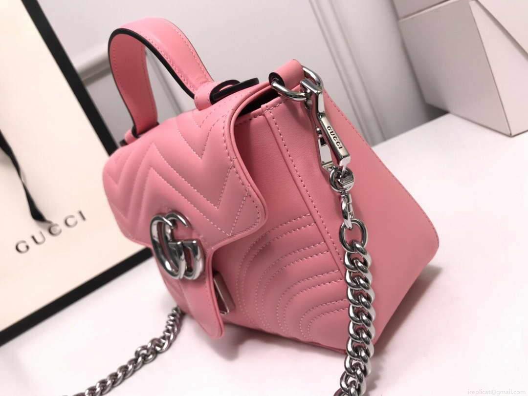 Gucci ‎547260 GG Marmont Mini Top Handle Bag Pink