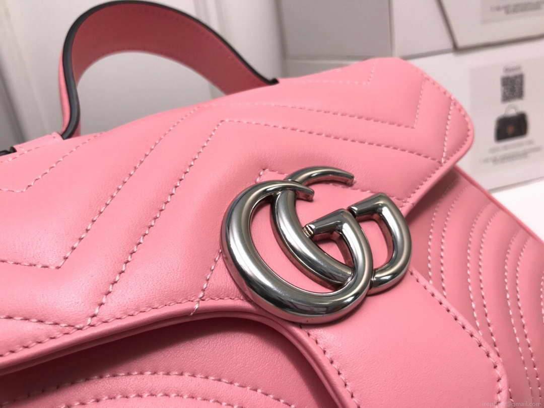 Gucci ‎547260 GG Marmont Mini Top Handle Bag Pink