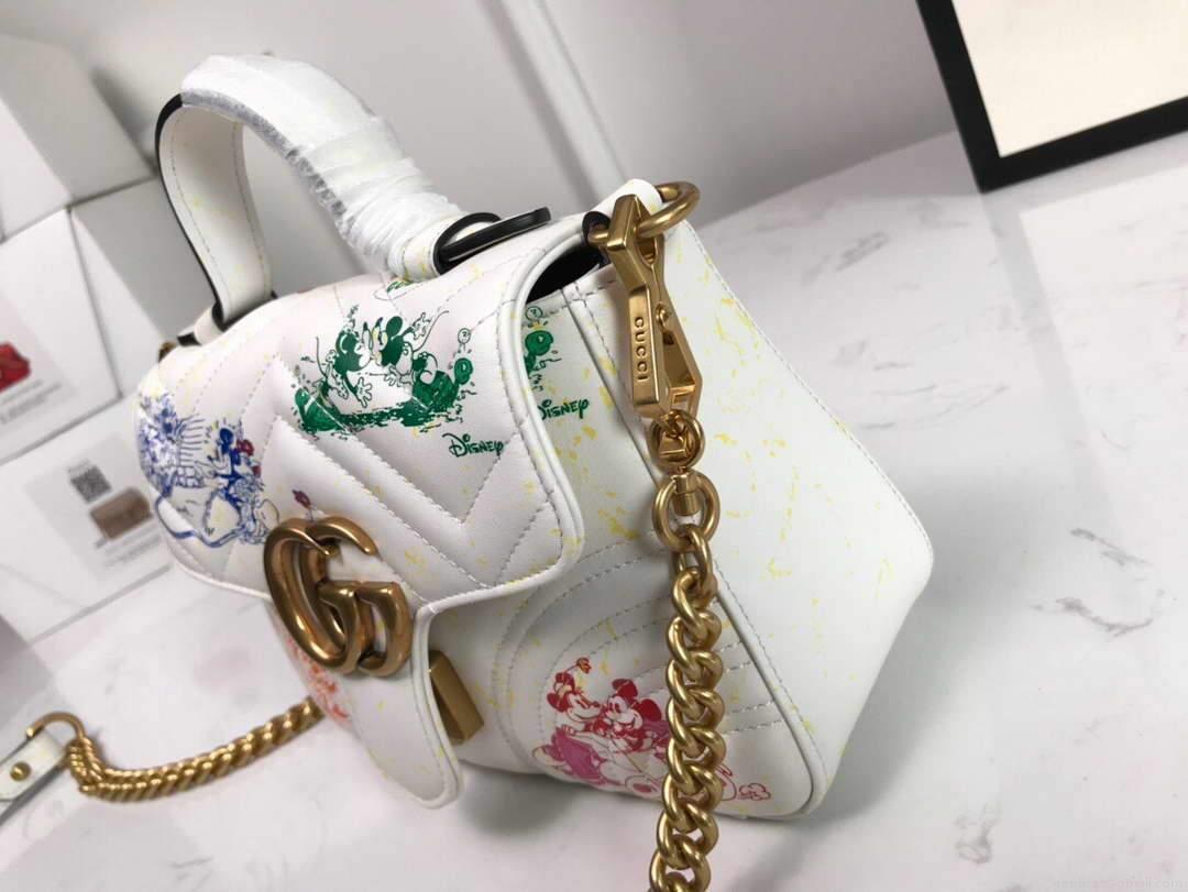 Gucci ‎547260 GG Marmont Mini Top Handle Bag White and printer
