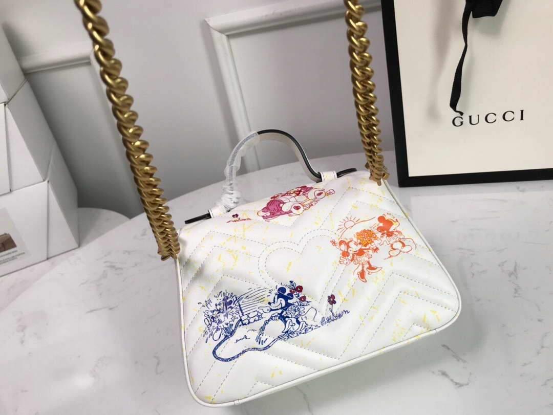 Gucci ‎547260 GG Marmont Mini Top Handle Bag White and printer