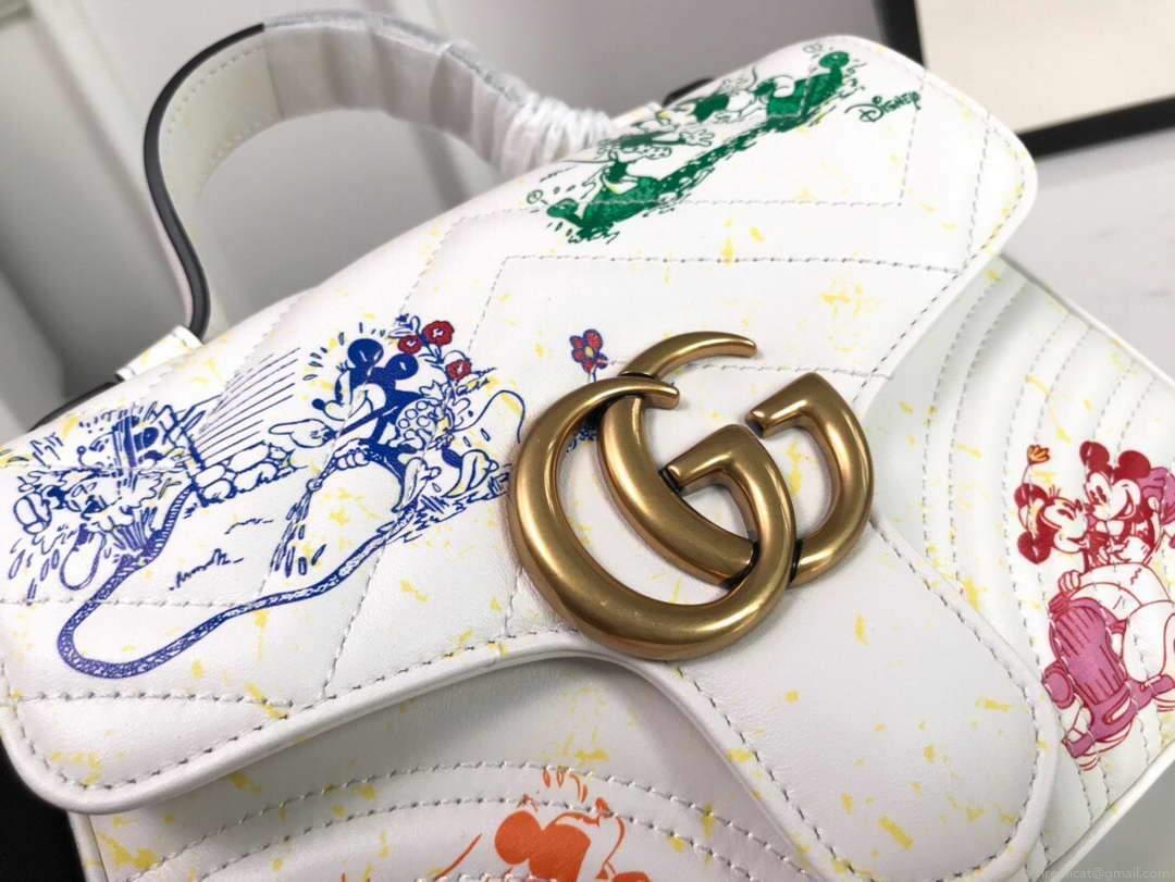 Gucci ‎547260 GG Marmont Mini Top Handle Bag White and printer