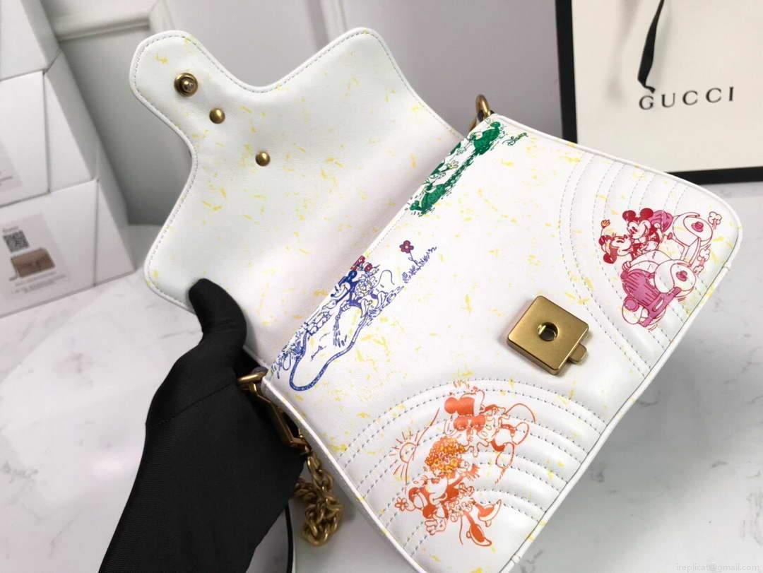 Gucci ‎547260 GG Marmont Mini Top Handle Bag White and printer