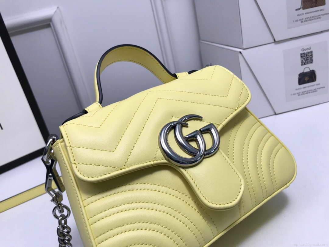 Gucci ‎547260 GG Marmont Mini Top Handle Bag Yellow