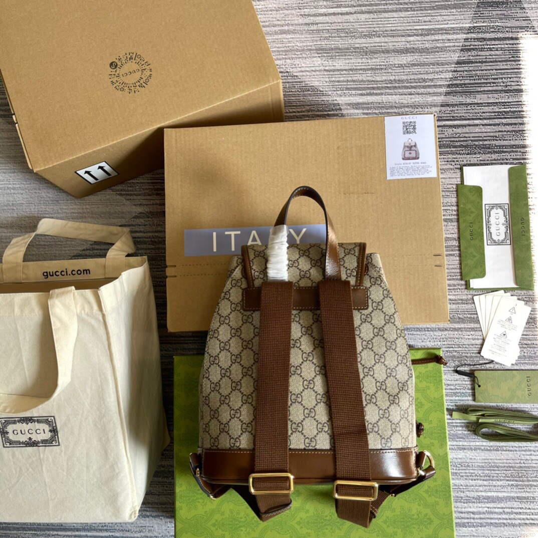 Gucci 674147 Backpack with Interlocking G Beige and ebony