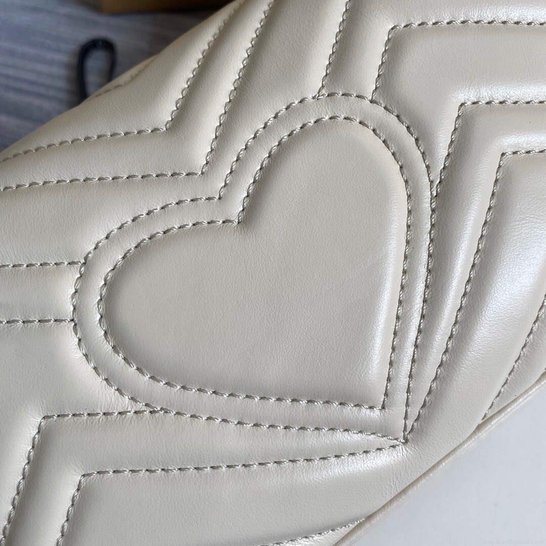 Gucci 446744 GG Marmont Matelassé Mini Bag White