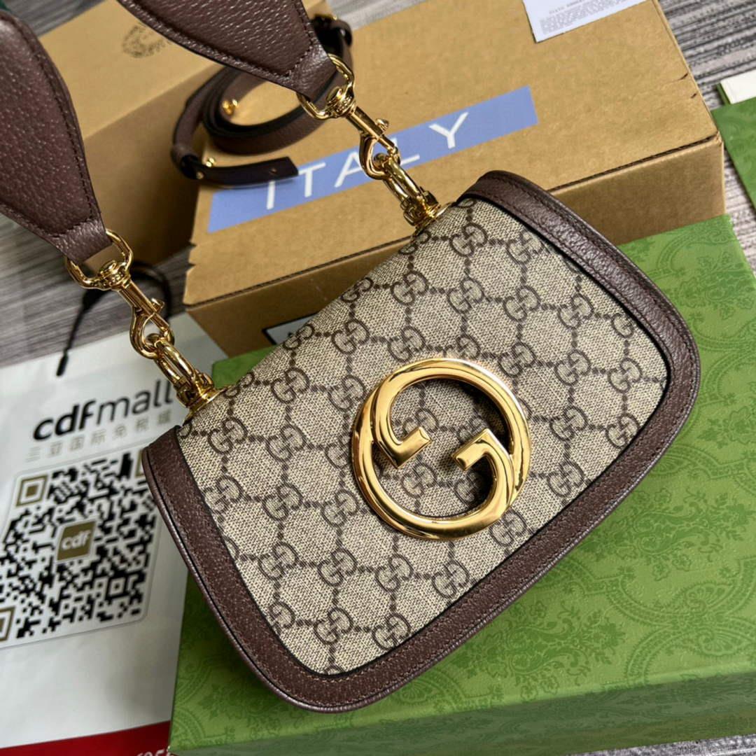 Gucci ‎698643 Blondie mini bag in GG brown leather