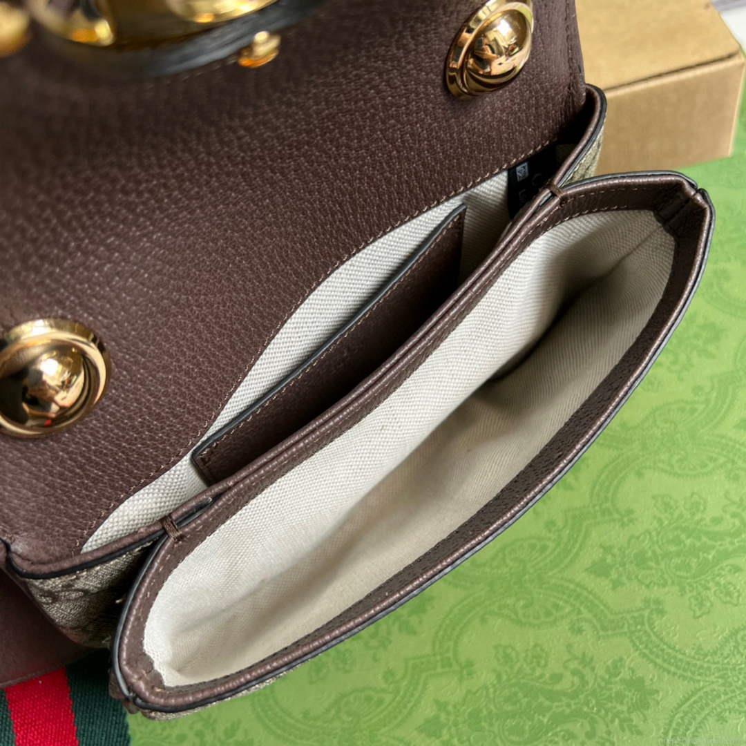 Gucci ‎698643 Blondie mini bag in GG brown leather