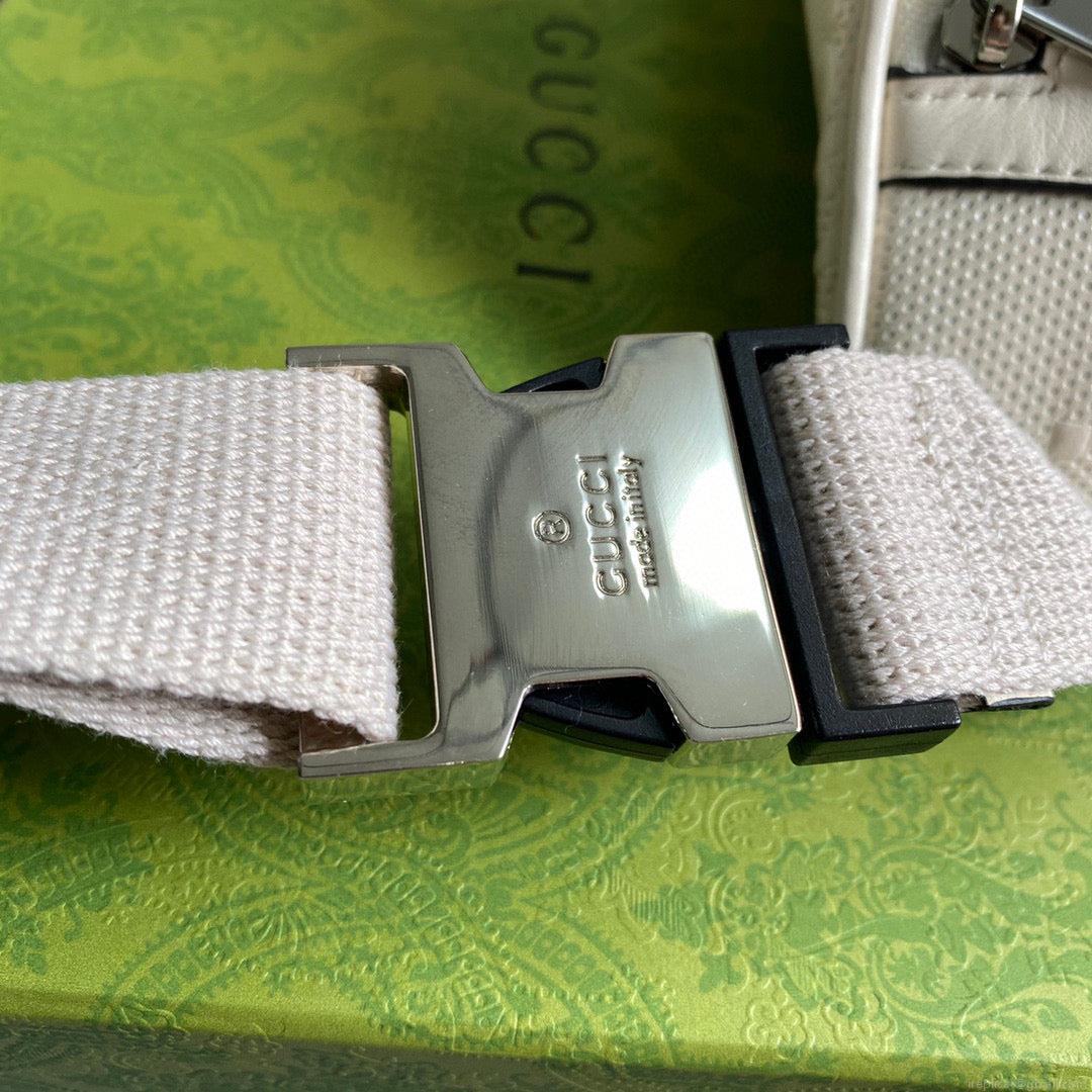 Gucci ‎645093 GG embossed belt bag White GG embossed leather