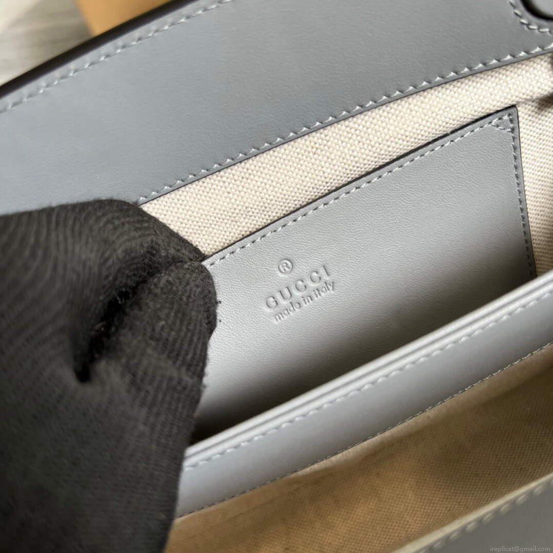 Gucci 702200 GG matelassé leather shoulder bag grey