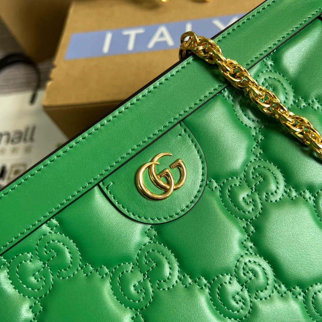 Gucci 702200 GG matelassé leather shoulder bag Green