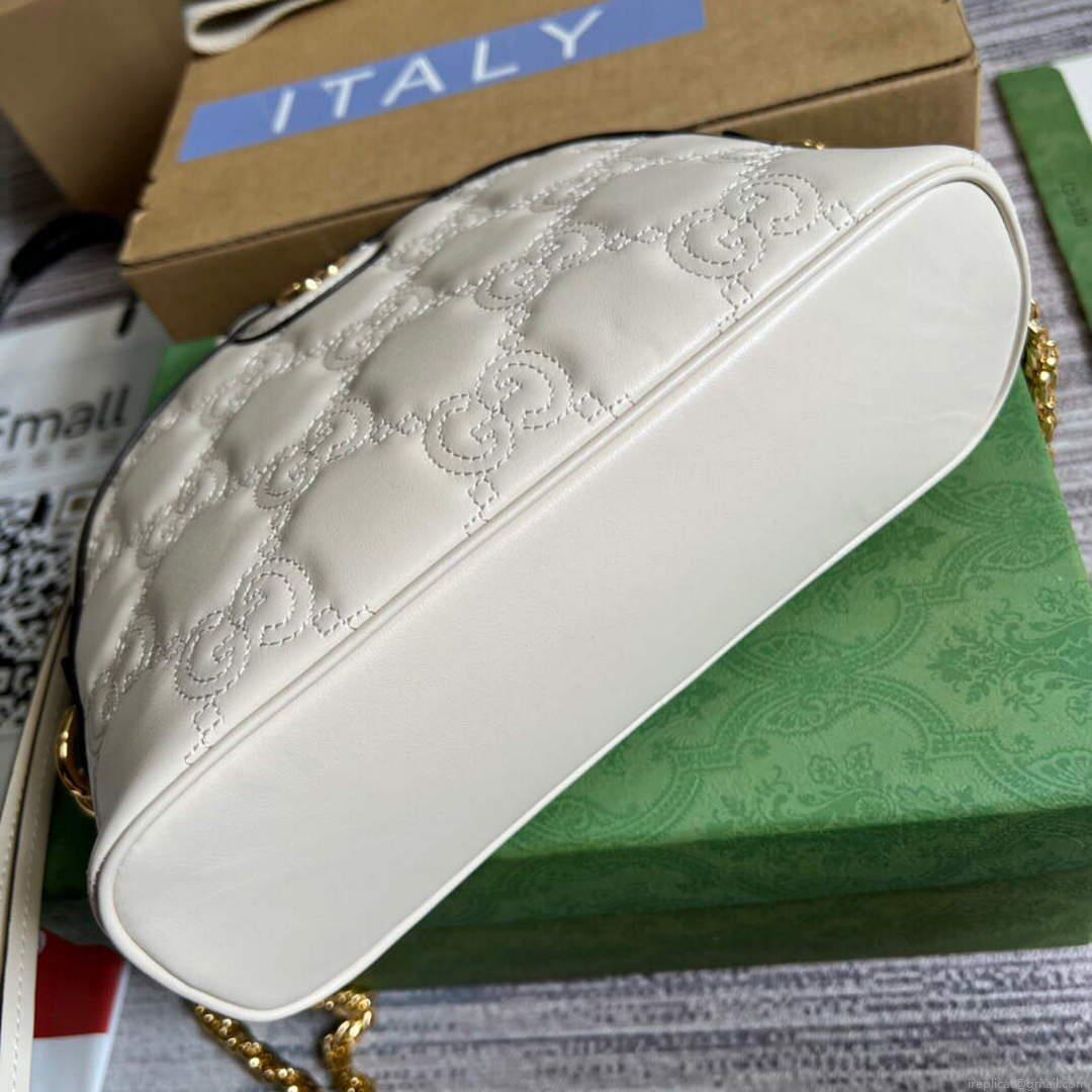 Gucci 702229 GG matelassé leather shoulder bag White