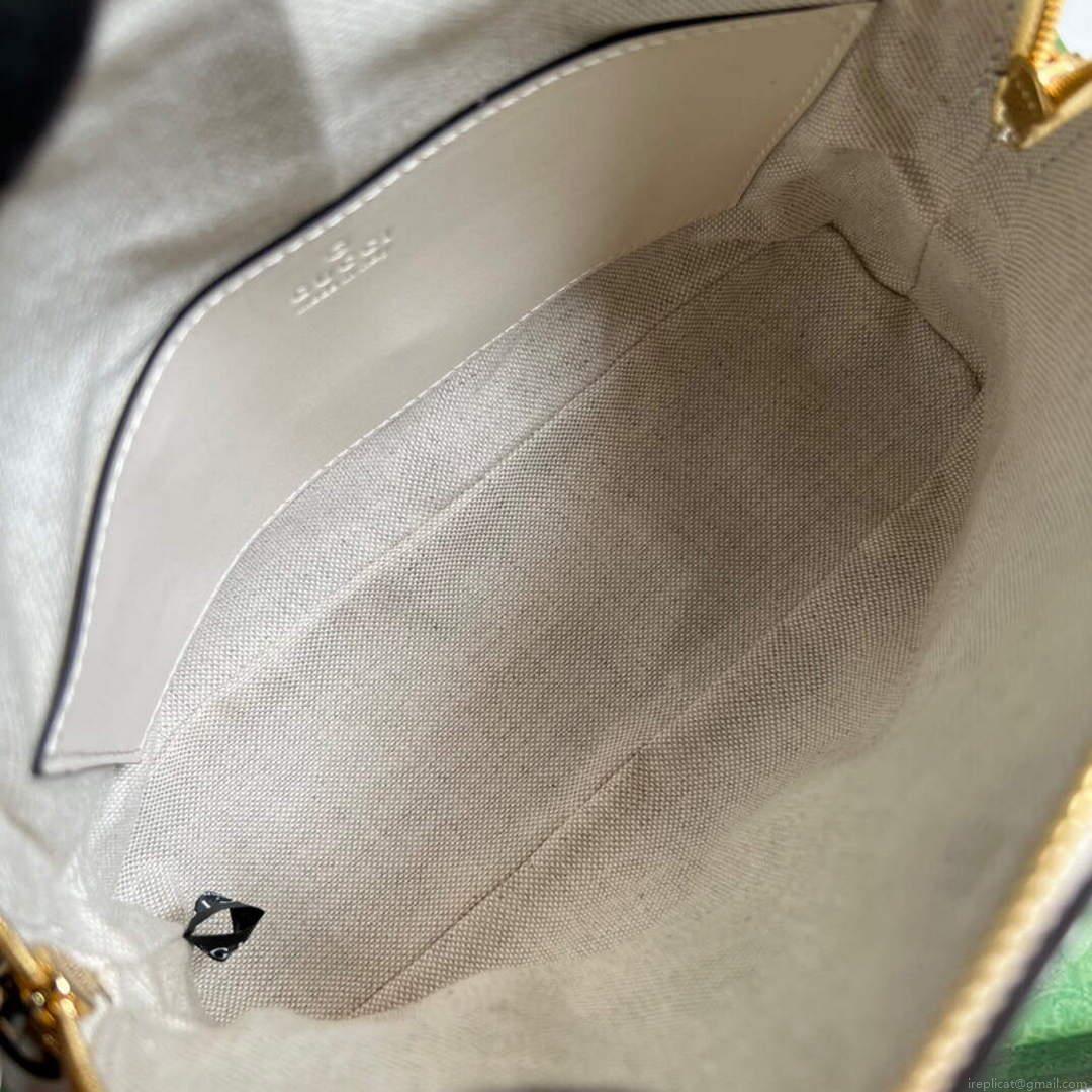Gucci 702229 GG matelassé leather shoulder bag White