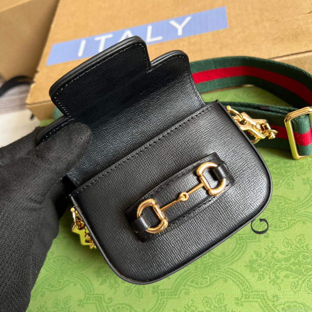 Gucci 699760 Gucci Horsebit 1955 strap wallet Black