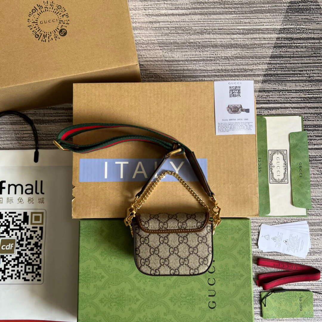 Gucci 699760 Gucci Horsebit 1955 strap wallet Beige and ebony