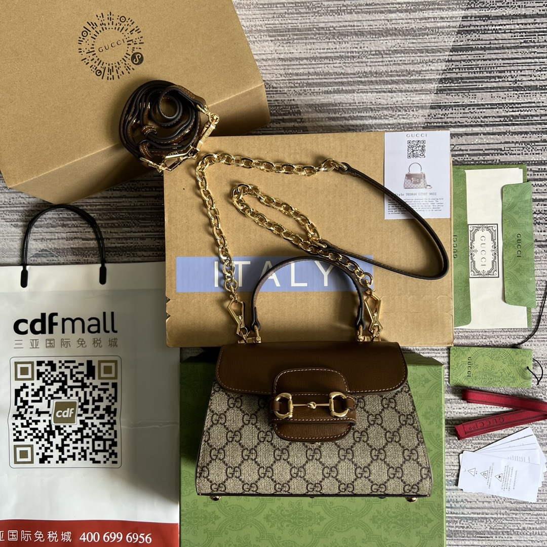 Gucci 703848 Gucci Horsebit 1955 Mini Bag Beige brown