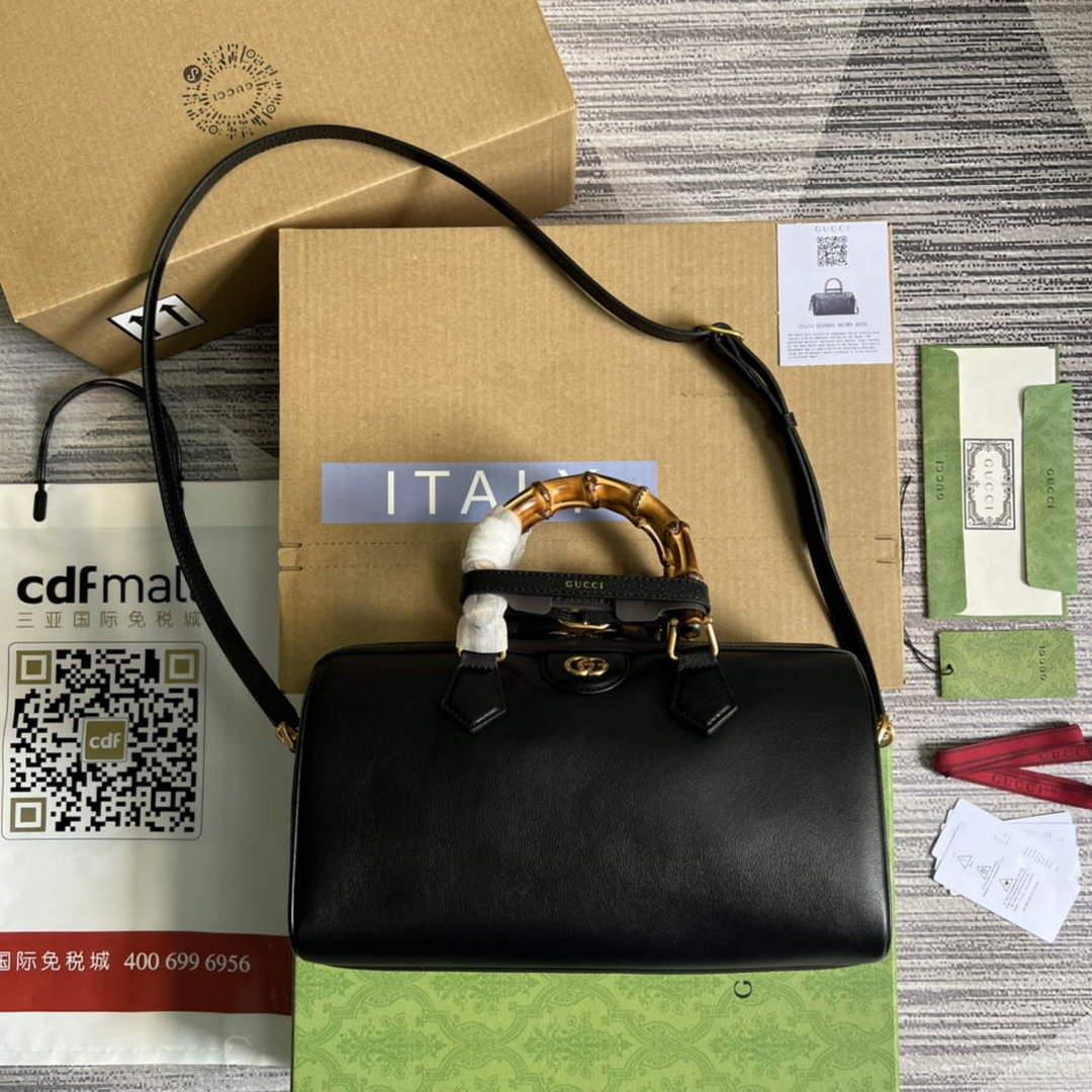 Gucci 655663 Gucci Diana Japan Limited Small Top Handle Bag Black