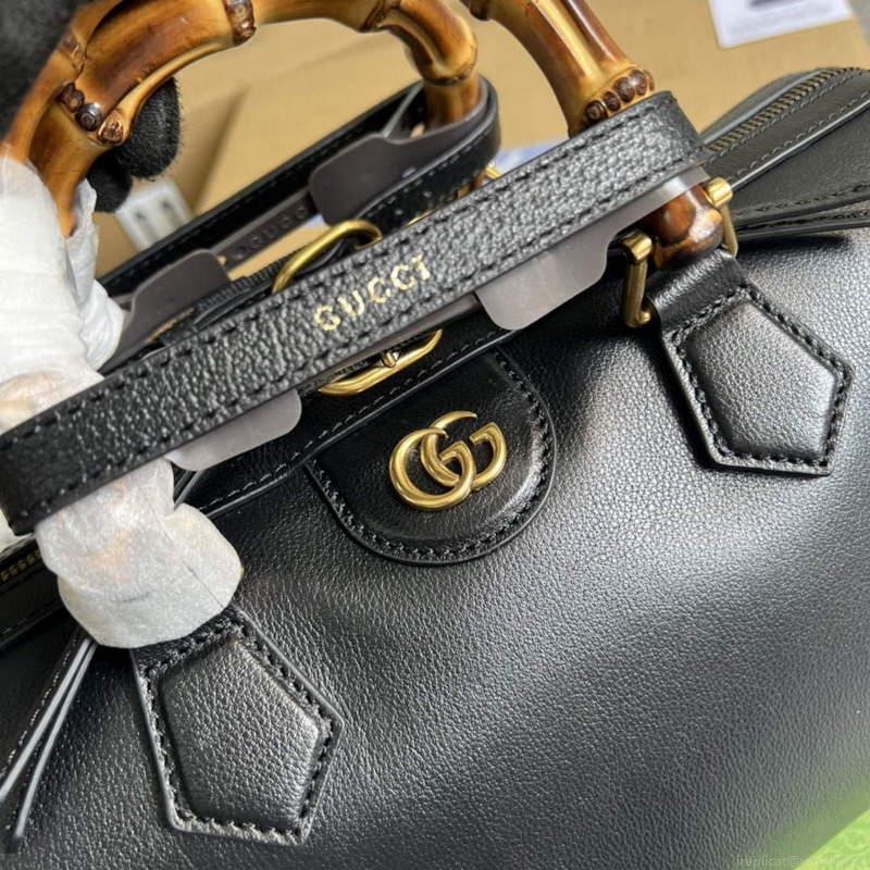 Gucci 655663 Gucci Diana Japan Limited Small Top Handle Bag Black