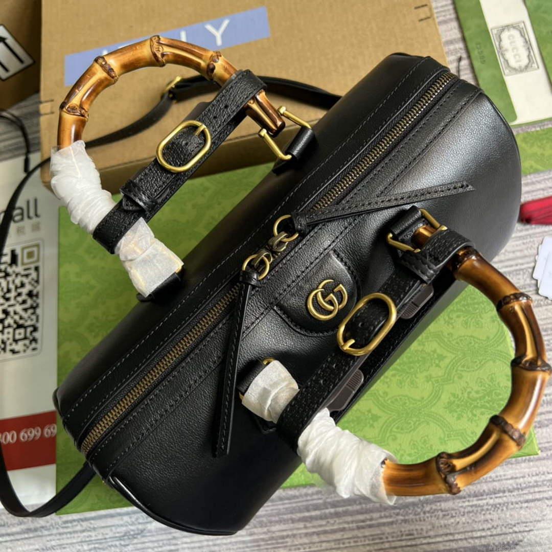 Gucci 655663 Gucci Diana Japan Limited Small Top Handle Bag Black