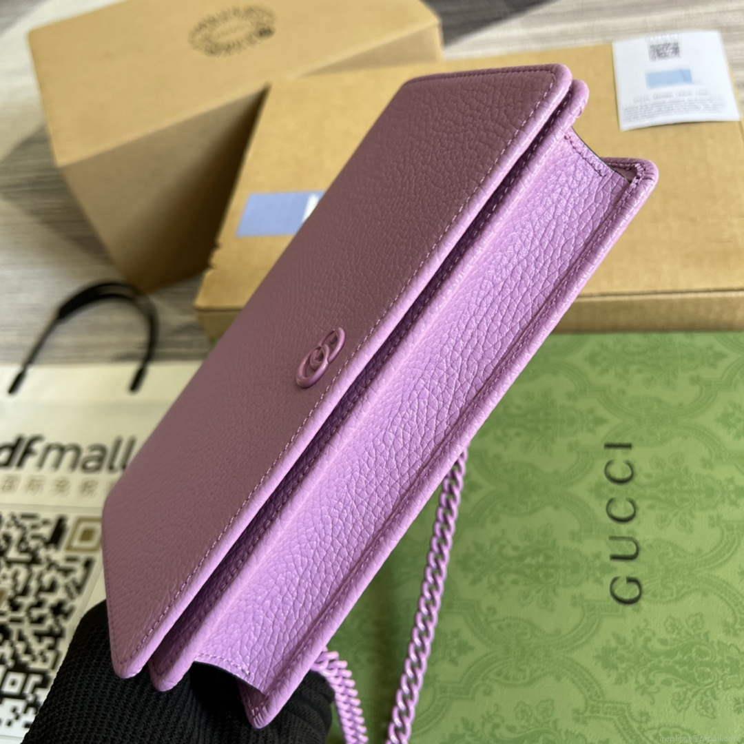 Gucci 497985 GG Marmont Leather Mini Chain Bag Light purple