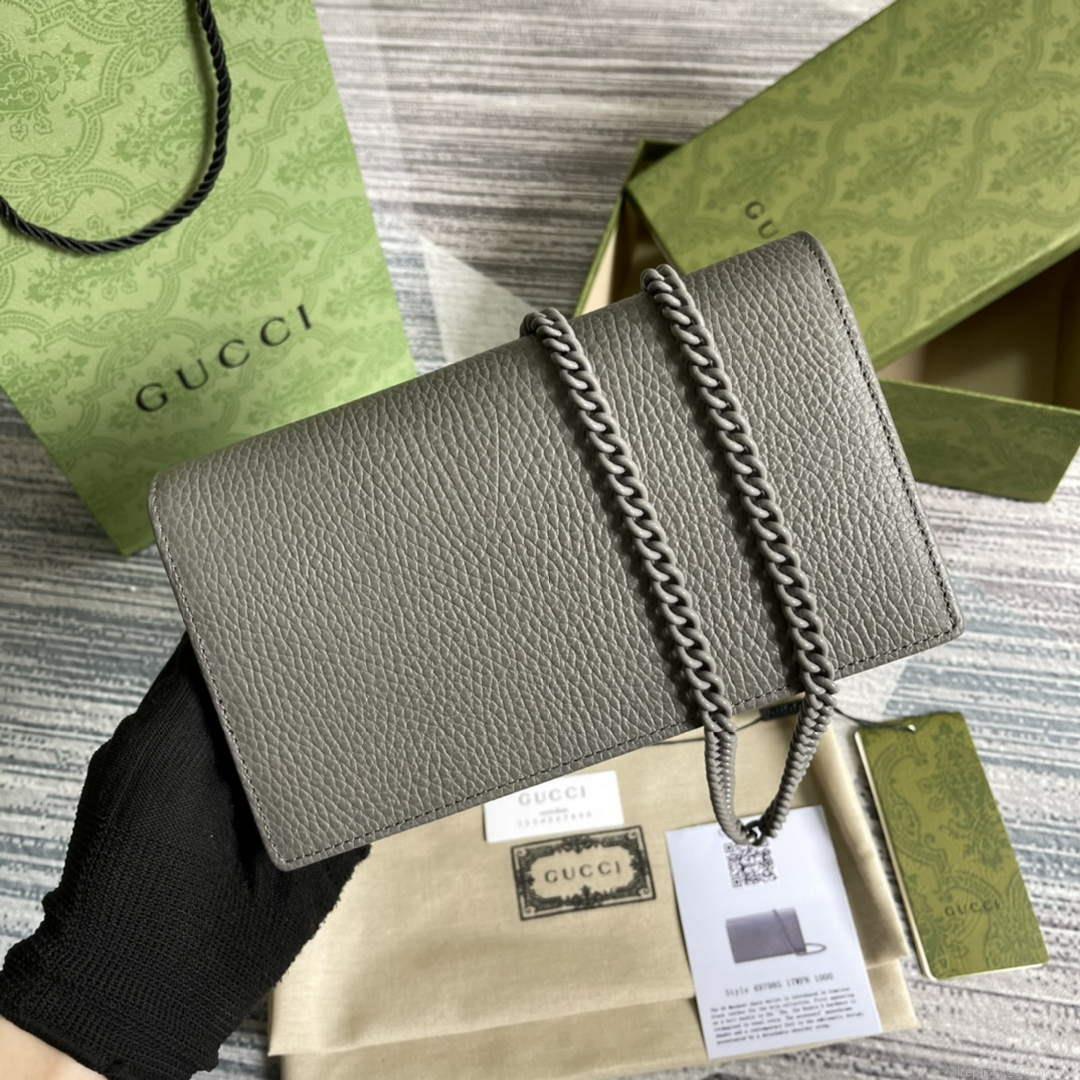 Gucci 497985 GG Marmont Leather Mini Chain Bag Dark grey