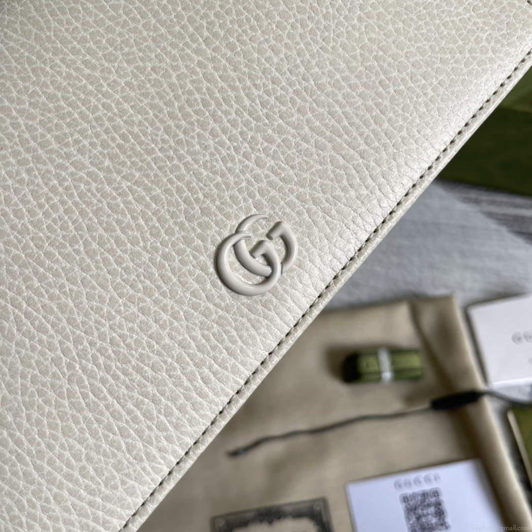 Gucci 497985 GG Marmont Leather Mini Chain Bag White