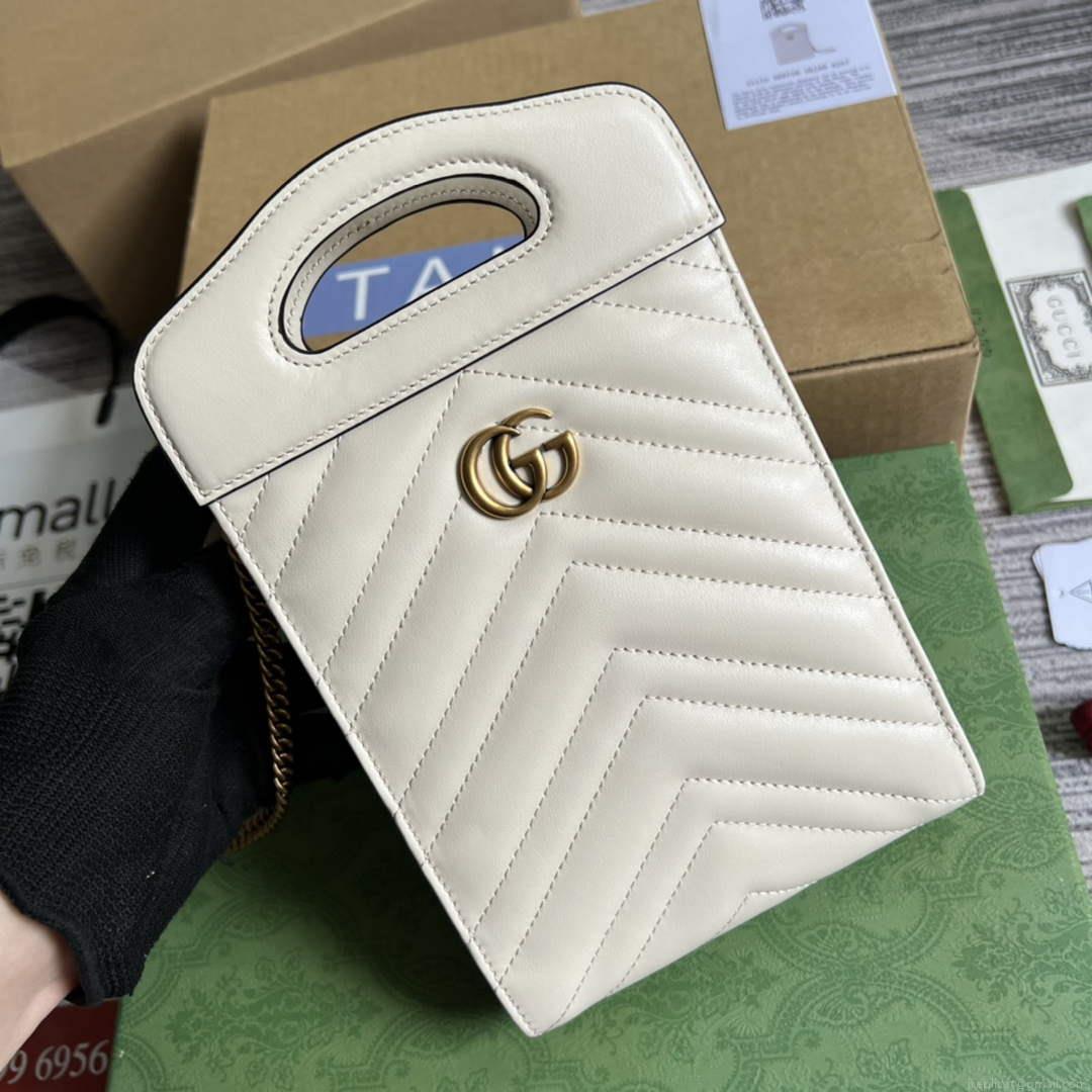 Gucci 699756 GG Marmont Top handle mini bag White