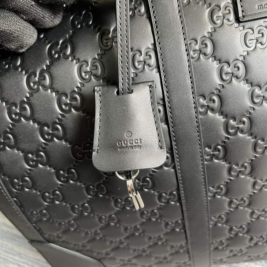 Gucci 406380 GG Embossed Duffle Bag Black