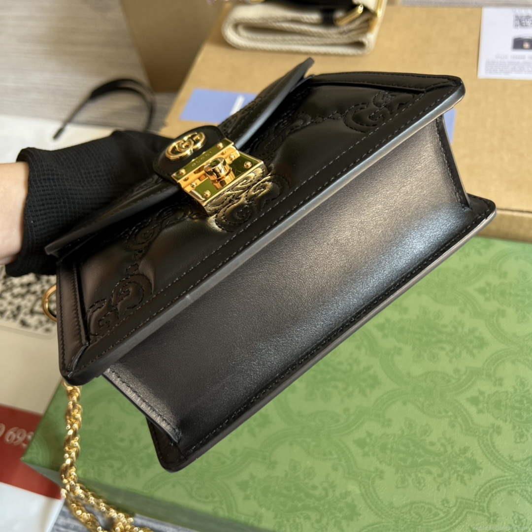 Gucci 724499 GG Matelassé Small Top Handle Bag Black