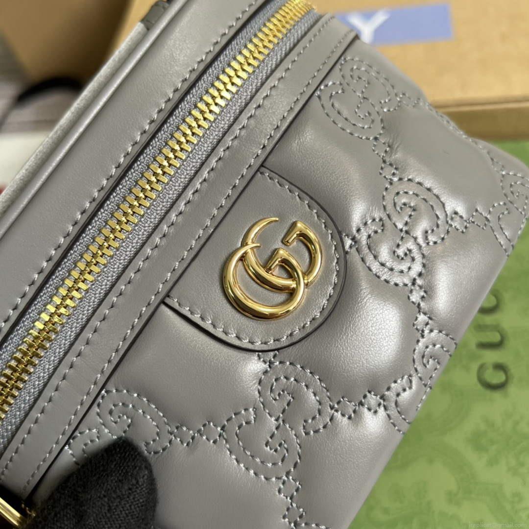 Gucci 723770 GG Matelassé Top Handle Mini Bag Grey