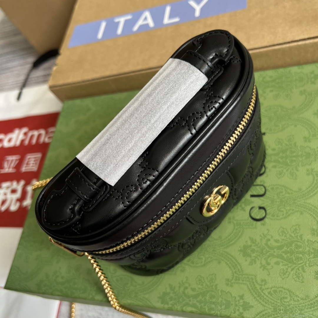 Gucci 723770 GG Matelassé Top Handle Mini Bag Black