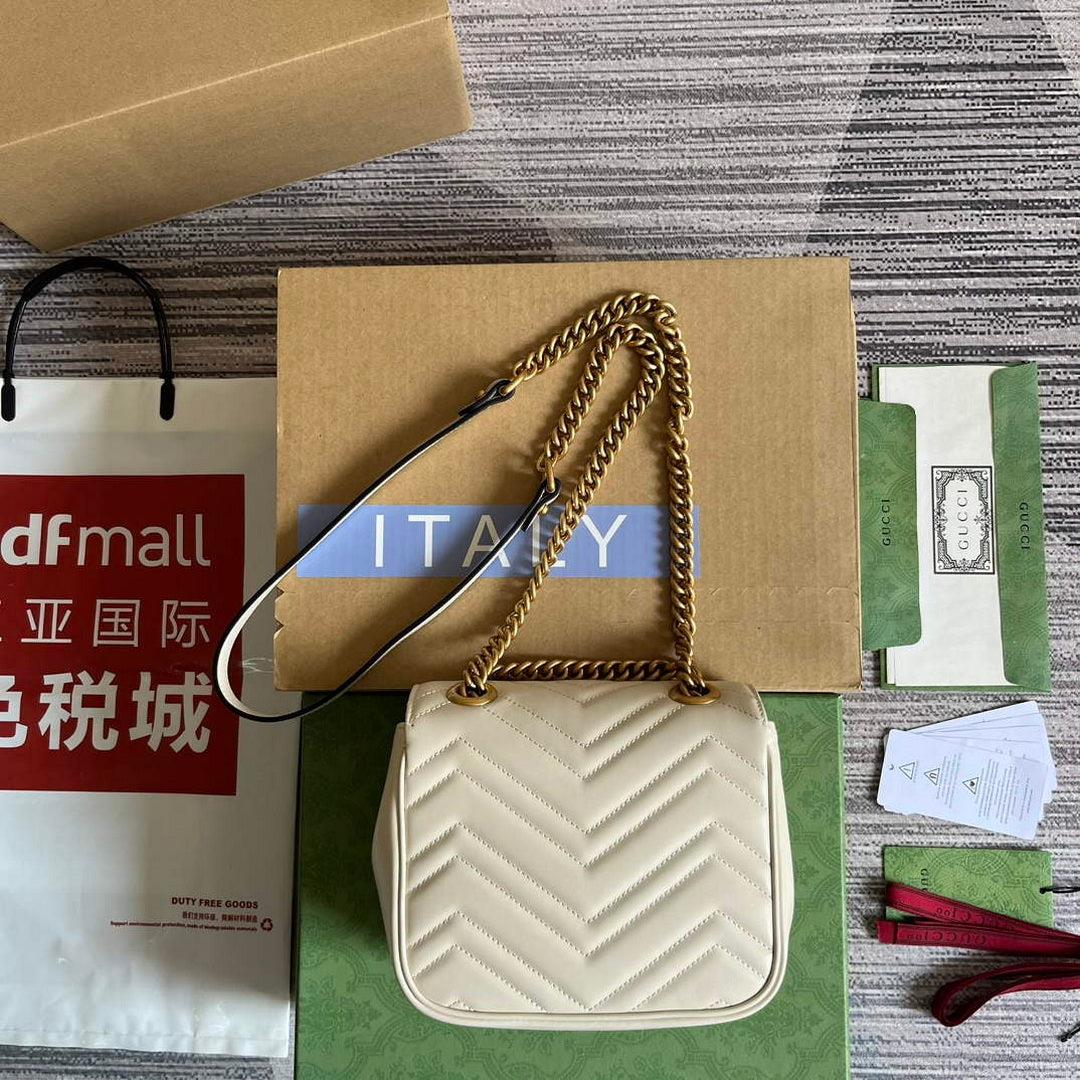 Gucci 739682 GG Marmont Matelassé mini tote bag White