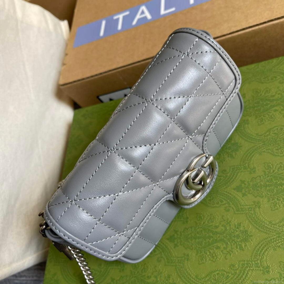 Gucci 476433 GG Marmont Super Mini Bag Grey