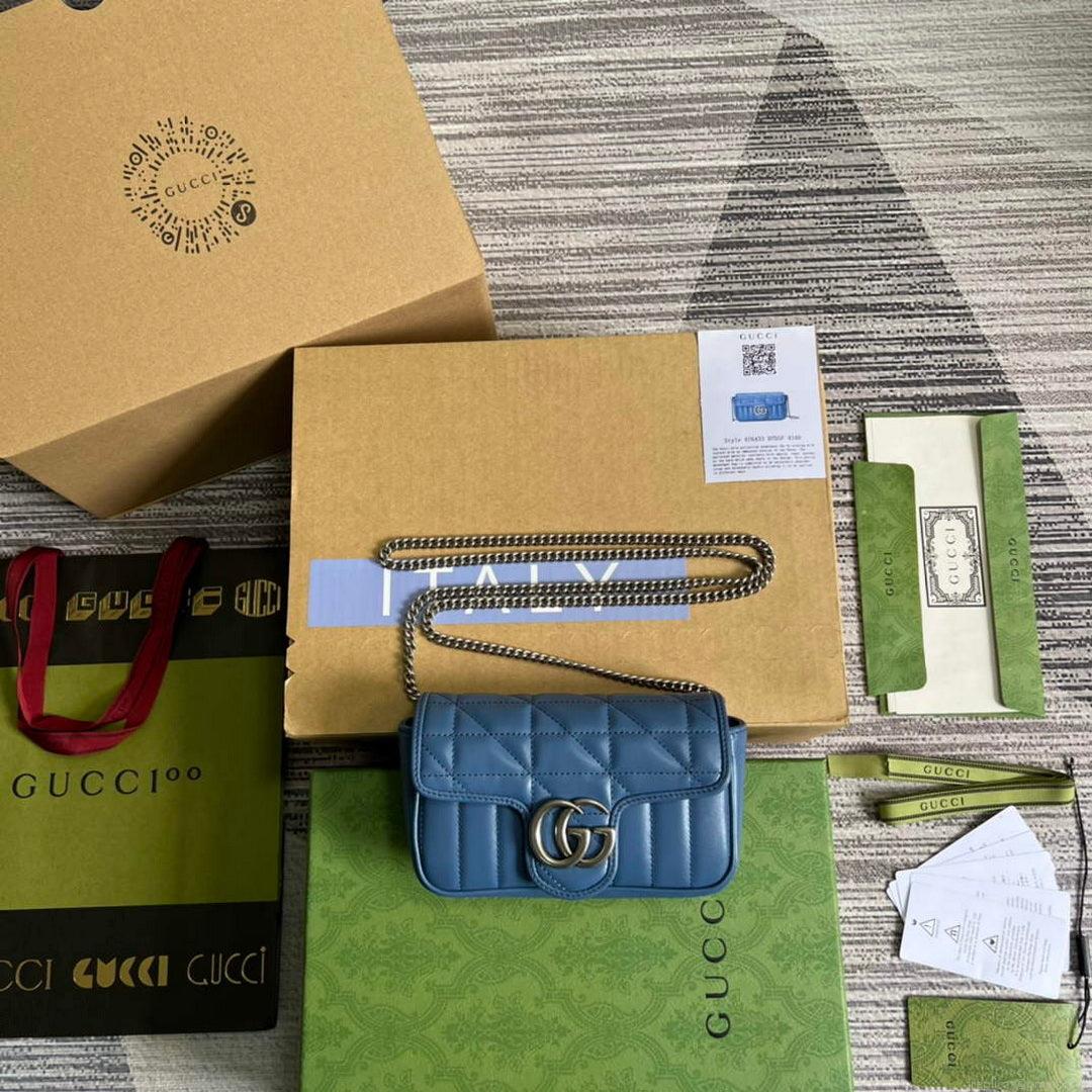 Gucci 476433 GG Marmont Super Mini Bag Blue