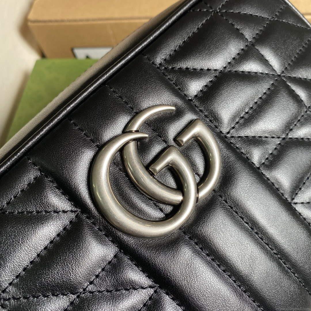 Gucci 447632 GG Marmont matelassé small shoulder bag Black