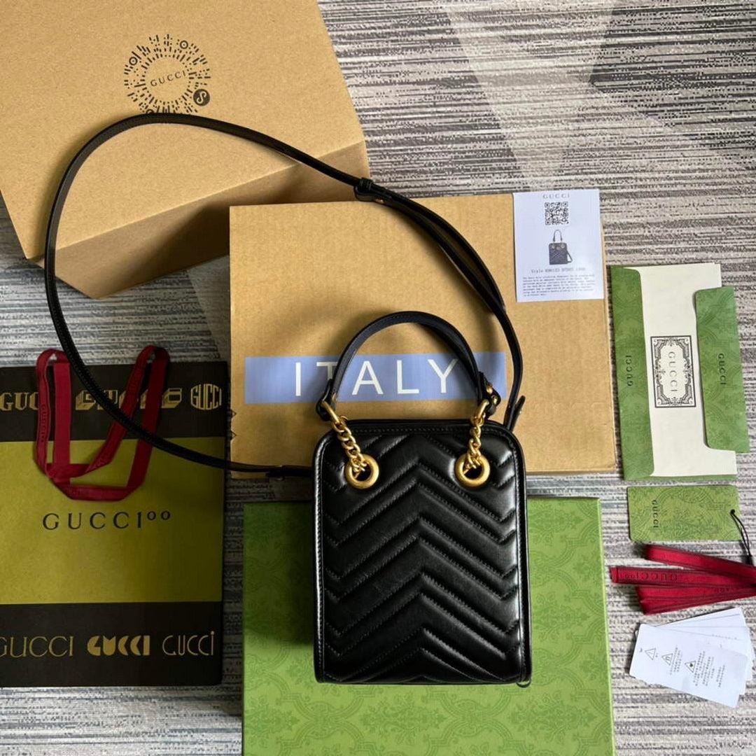Gucci 696123 GG Marmont Matelassé Mini Bag Black