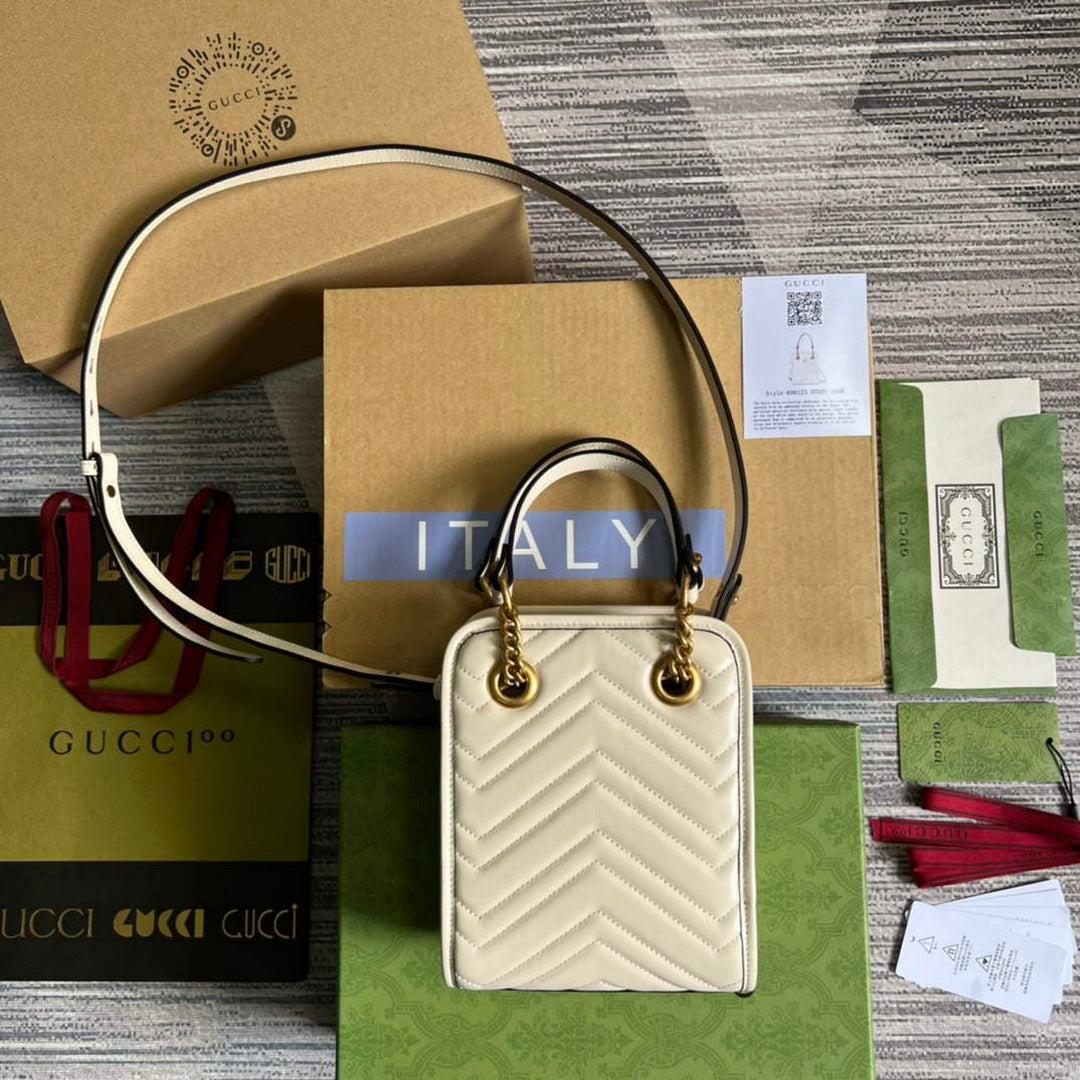 Gucci 696123 GG Marmont Matelassé Mini Bag White